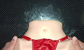 Candy's anal sex in sexy red thong with pom-pom drives me wild