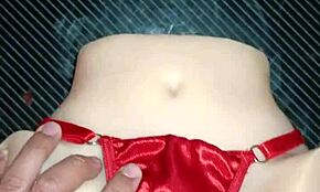 Candy's anal sex in sexy red thong with pom-pom drives me wild