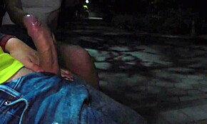 Stranger Teen In Night Park Can't Resist Big Cock Dickflash, Gives Blowjob And Swallows Cum