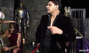 Nights at museum mmff cosplay foursome with two big tits milfs amanda and aletta in lingerie and costumes