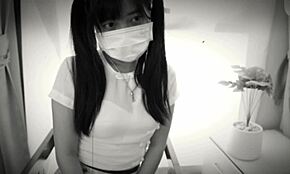 Asian babe licks pussy in classic casting roleplay, muff diving and sex subtitles