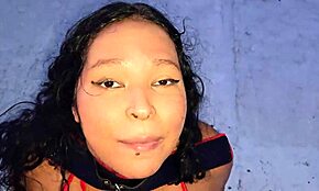 submissive latina milf dominated on rooftop, facial blowjob and golden shower