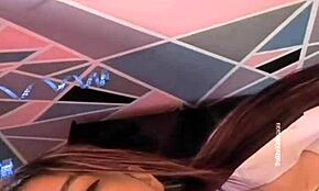 university girl feels intense pleasure with her dildo backstage