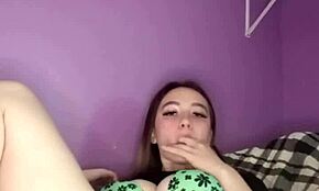 i'm just a young teen 18+ rubbing my puffy pussy after pulling panties aside for used panty bank