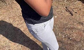 Indian beauty gets fucked by huge dick alone in jungle