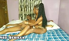 Ebony teen 18+ sucks boobs and pounds pussy