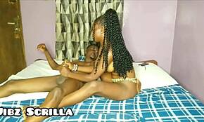 Ebony teen 18+ sucks boobs and pounds pussy