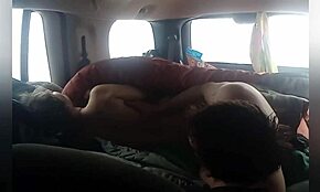 Public car sex with flashing and spanking
