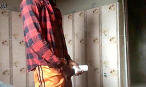 when home alone, i fucked my silicone toy vaginally with my monster cock