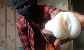 when home alone, i fucked my silicone toy vaginally with my monster cock