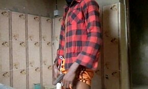 when home alone, i fucked my silicone toy vaginally with my monster cock