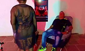 Mature Mexican granny whore sucks and fucks client in bar, cum on saggy boobs