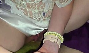 I jerk my cock while the MILF licks up every drop of cum