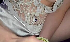 I jerk my cock while the MILF licks up every drop of cum