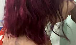 Want to see redhead poke her throat deep?