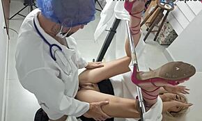 Teen patient humiliates gynecologist by making her lose control during ass worship session.