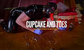 Dominatrix Mistress April Teases Slave With Cupcake And Toes