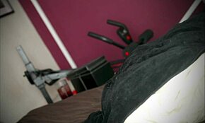 Curved cock plunges deep into tight black toy for massive cumshot