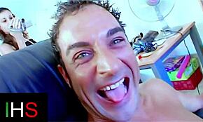 Slim brunette double fucked hard