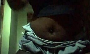 The next door ebony milf flashed her saggy tits in shorts