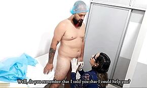 Give doctor big cock during naked exam to get job