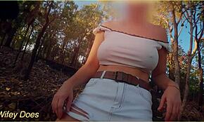 Amazing MILF dares flash tits on public bike ride