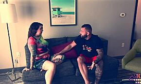 Amateur step sister screams in orgasm during rough missionary fucking.