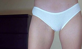 School Girl Tries On Cotton Panties