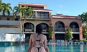 Hey, real couples having fun in the hotel room after swimming