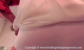 british rosemary performs ass to mouth in kitchen with stockings and thong