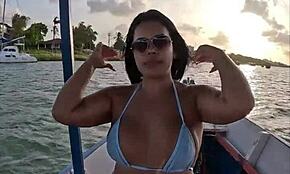 Brazilian latina wife in bikini on boat ride