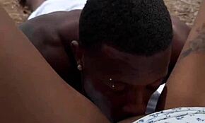 Risky public pov sex with busty brunette latina riding cock in nature, licking pussy deeply