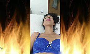 hey, check out this beautiful brunette in blue lingerie teasing her wet pussy solo