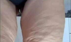 hidden camera catches stepmom in kitchen wearing only panties and see-through blouse