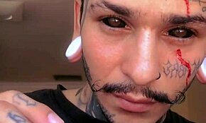 Playing with my paintbrush and my milk. My paint is my cum.