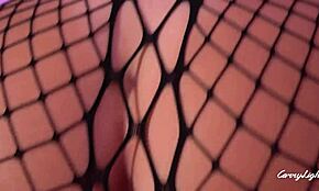 Step sister observes step brother in private, assists with fishnet therapy session