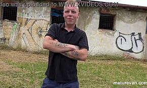 Cougar picks up fat guy and skinny dude in the mature van for a wild threesome with monster cocks