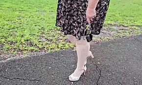 big ass muslim milf in hijab pisses outdoor while stranger fingers her