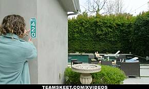 Bouncy Boobed Jackie Hoff Teases Boyfriend by Poolside