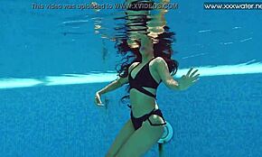 small tits latina babe andreina de luxe gets tight pussy explored underwater