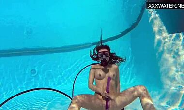 Lana Tanga Boldly Masturbates Underwater in Pool Showing Juicy Tits to Ex Girlfriend Not Sister