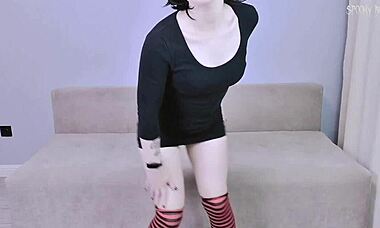 Mavis Dracula teases with her tight pussy and ass, letting you cum on her face