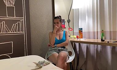 Busty Wife's Secret Affair with Stranger for Cash on Vacation