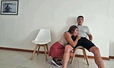 This latina student gives a blowjob in the office.