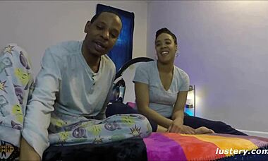 Ebony Amateur Couple Engages in Hardcore Fucking and Blowjob