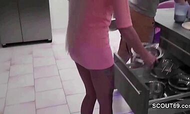 so, my step-sister got slammed by his huge cock right in the kitchen