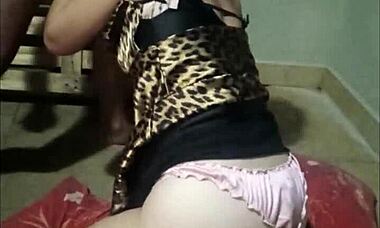 French slut in satin dress and heels gets pounded doggy style with rimming.