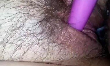 look at that hairy pussy wife getting fucked by huge bbc
