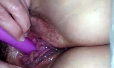look at that hairy pussy wife getting fucked by huge bbc