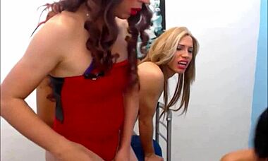 Four young trannies engage in intense anal orgy on webcam
